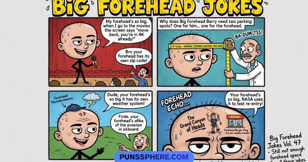 350+ Big Forehead Jokes, Puns, One-Liners, Captions & Funny Roasts