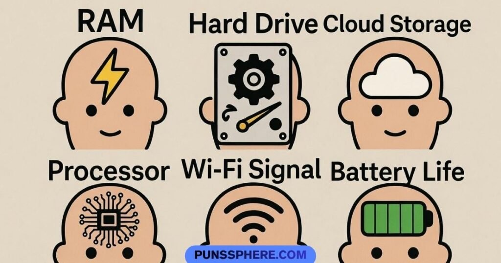 Tech-Inspired Forehead Puns